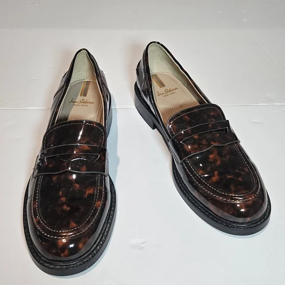 Sam Edelman Colin Preppy Penny Loafers Womens Sz 8.5 Tortoiseshell-Print Career - Picture 8 of 12
